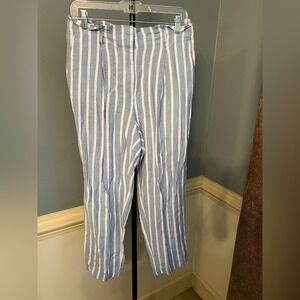 LOFT woman's Light Blue and White Striped Chinos‎